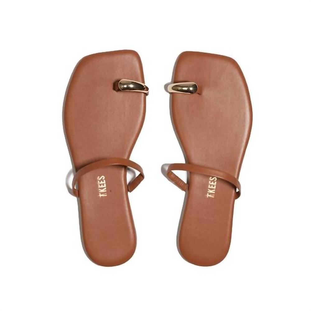 TKEES Colette Leather Toe Loop Flat Sandal Au Naturale 9 NWT Minimalist Chic